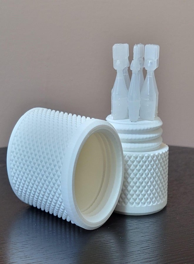 Znet3D Eye Drop Vials Holder & Storage Case - Securely Store Seven (7) Single-Use Vials - Screw-On Lid, Knurled Pattern - Keep Vials Safe & Organized to keep track of your daily usage (White) - Image 5